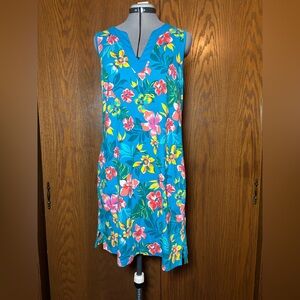 Lands' End Blue and Pink Floral dress - medium.